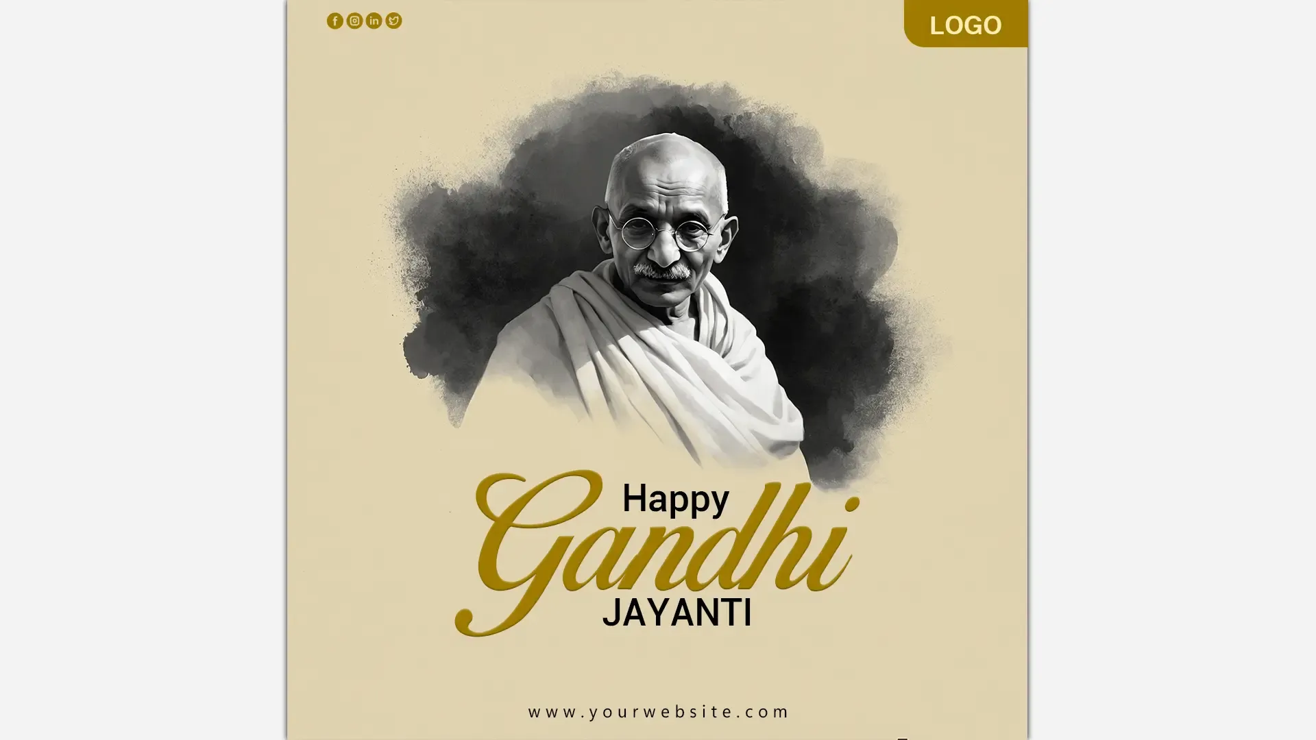 Instagram Post PSD for Gandhi Jayanti Featuring a Vintage Black and White Design